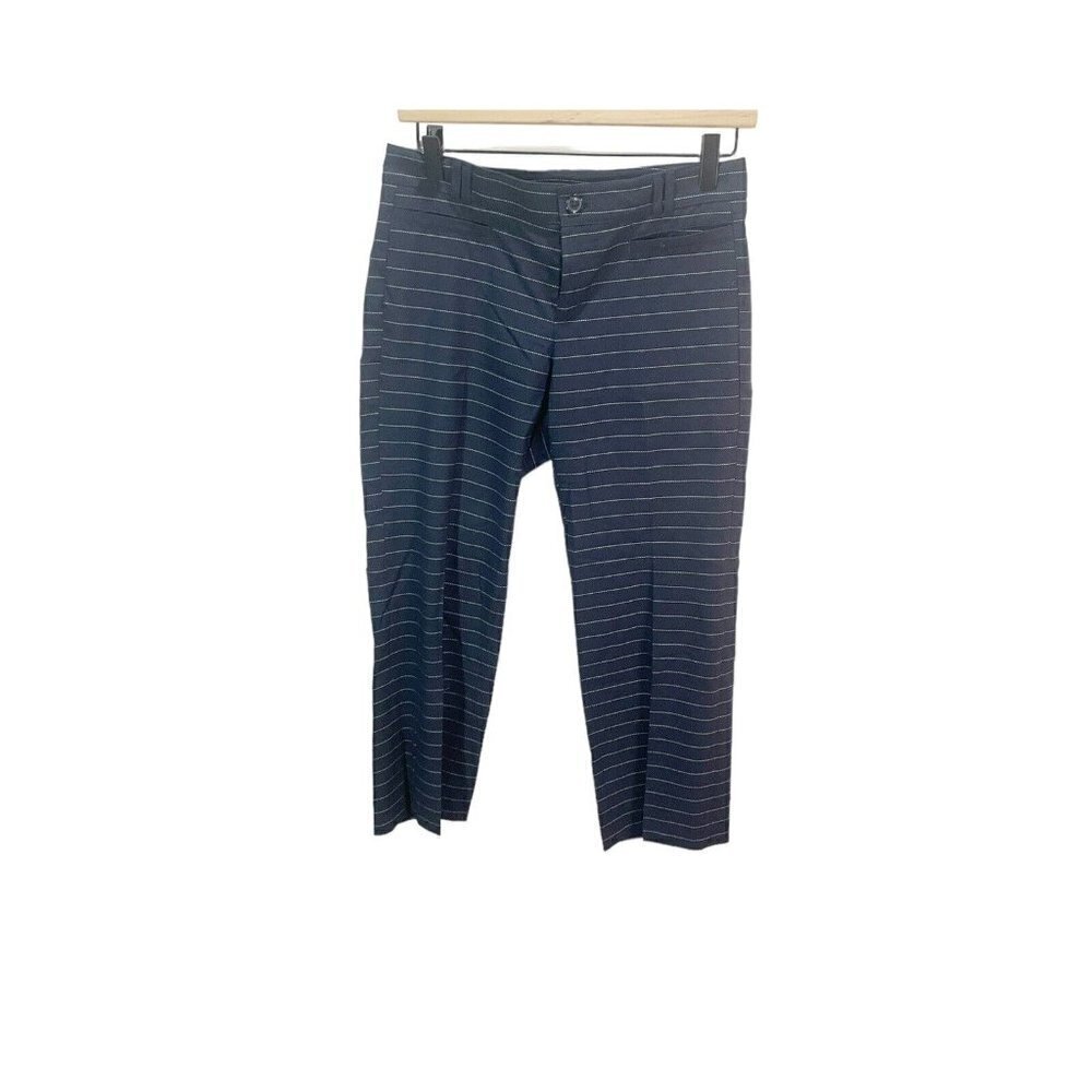Banana Republic Logan Crop Navy Blue Pinstripe Pants Trousers‎ Size 0P Straight